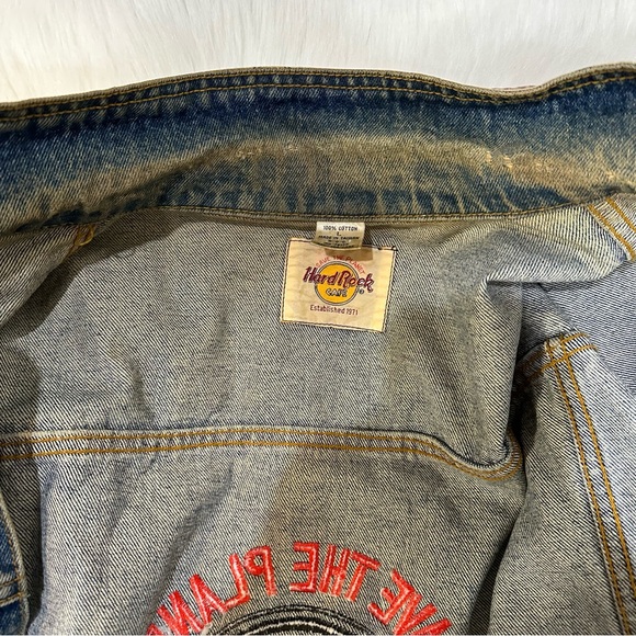 Vintage Jean Jacket - Vintage 90's HARD ROCK CAFE PARIS - SAVE THE PLANET - Picture 7 of 12
